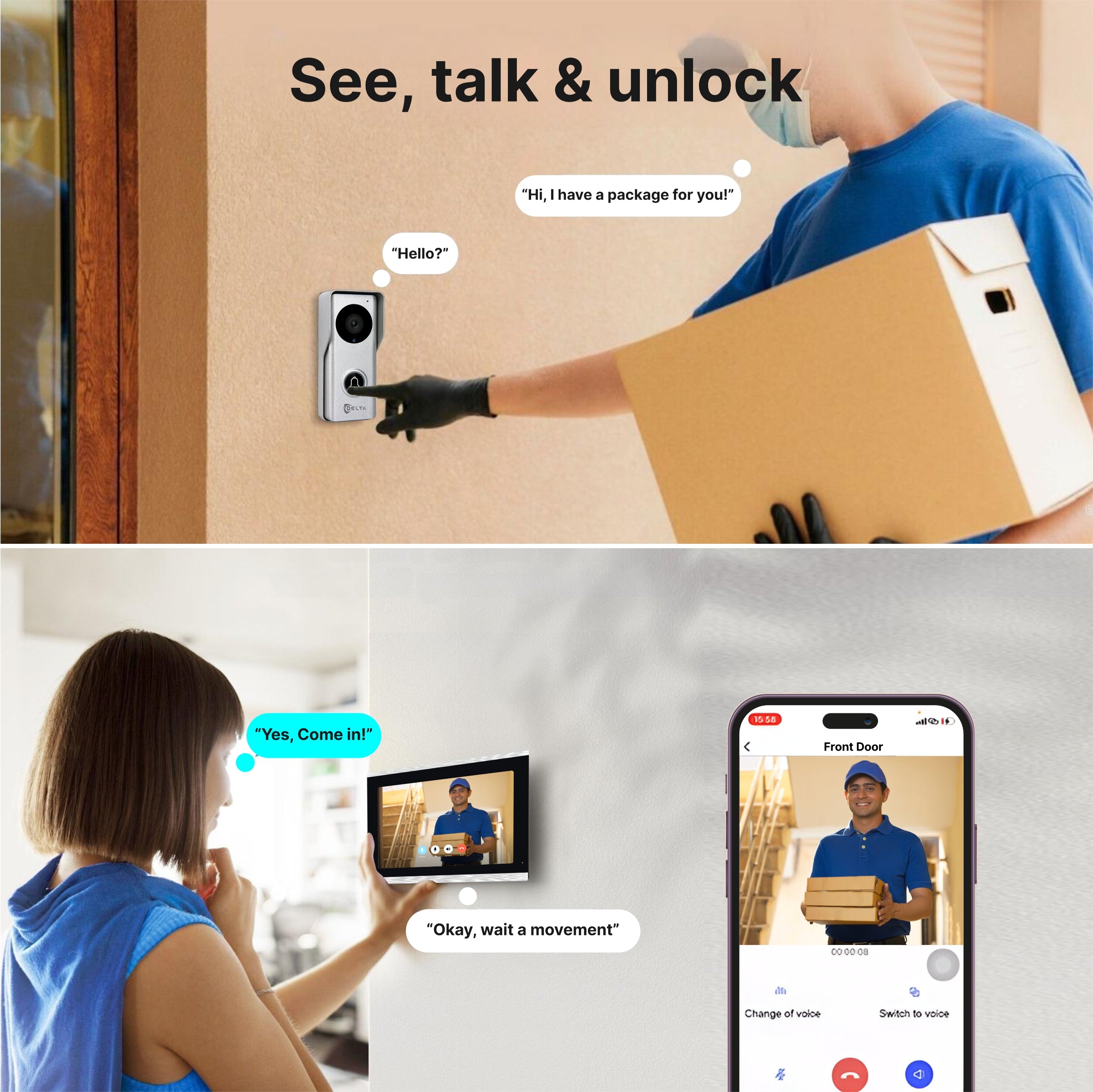 Orders door camera to phone